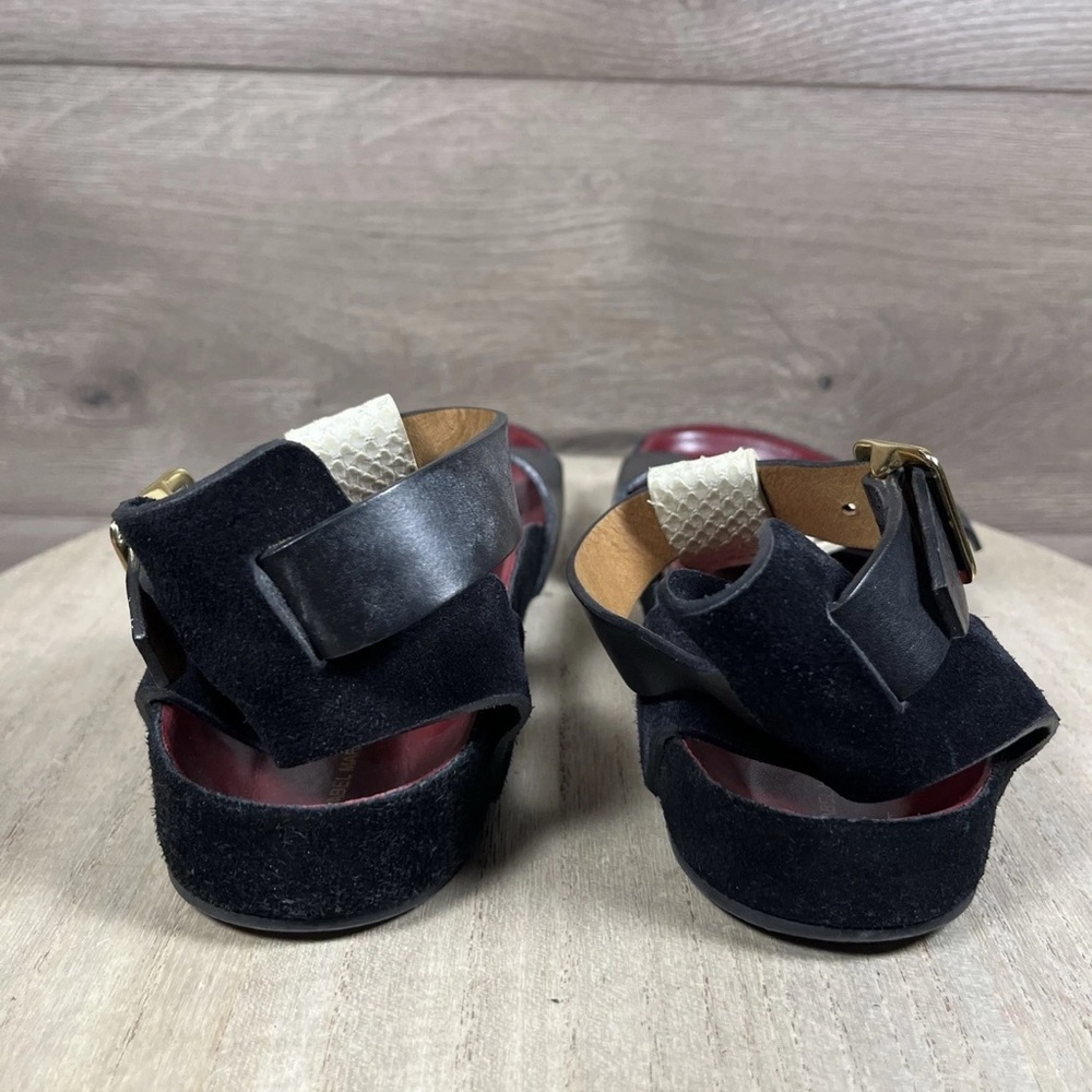 Isabel Marant Sandals Straps Black Maroon Leather Suede Womens Size EU 38 US 8 - Picture 5 of 12